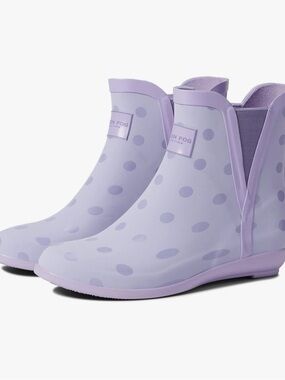London Fog Lavender Polka Dot Rain Ankle Boots